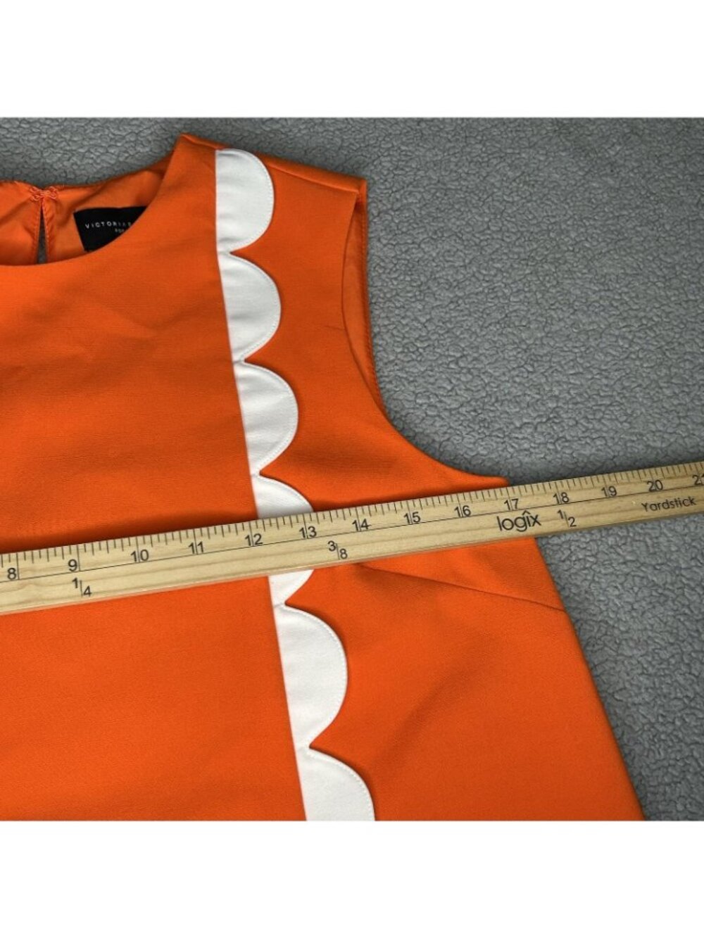 Victoria Beckham For Target Blouse Womens S Orange Scallop Hem Sleeveless Top - Picture 7 of 9